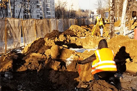 Съемка котлована под строительство многоэтажного жилого дома