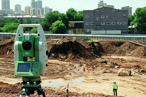 Геодезическая съёмка котлована под строительство многоэтажного дома с использованием тахеометра